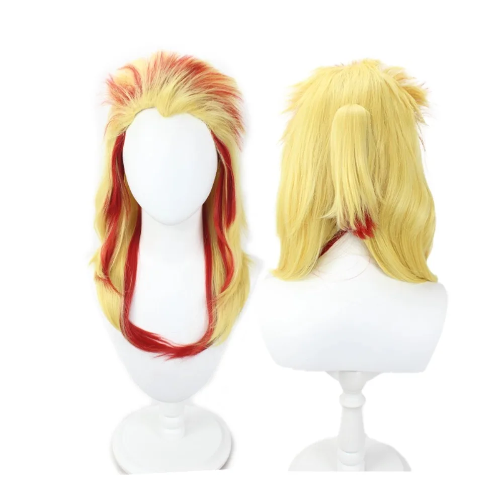 

Rengoku Kyojuro Anime Wig - Flame Hashira Cosplay with Dual Color Highlights Demon Slayer Accessory