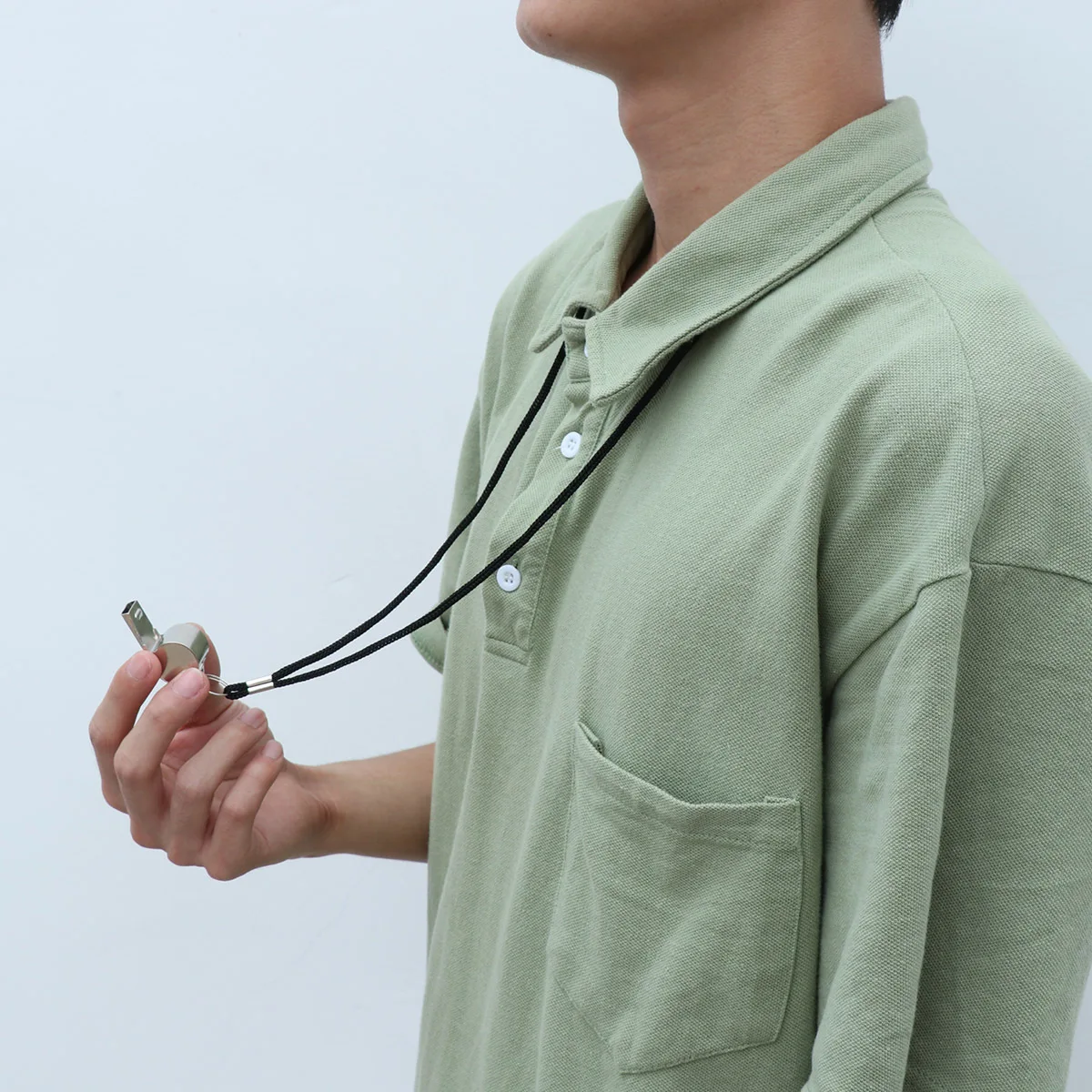 

2Pcs Stainless Steel Metal Whistles Black Braided Lanyard for Referee Coaches Sports Safety Metal Whistles