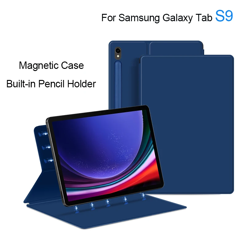 

Умный Магнитный чехол для планшета Samsung Galaxy Tab S9, 11 дюймов, Φ X716B X718U 2023, защитный чехол со встроенным держателем для карандашей