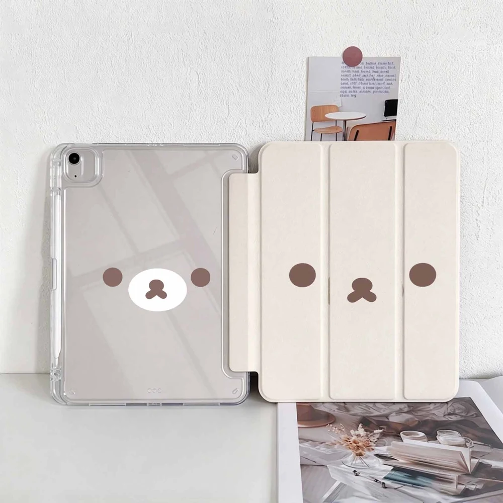 Cute Bear Face For Samsung Galaxy Tab A8 A9 A11 S6 S7 S8 S9 S10 S11 FE Plus Lite With Pen Slot Tablet Case