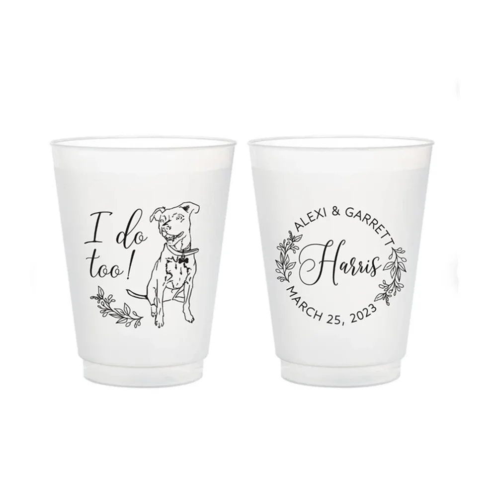 

Personalised Frosted Unbreakable Plastic Cup - Custom Pet Illustration - Cheers - Wedding Favors, Frosted Cups, Beer Cups,