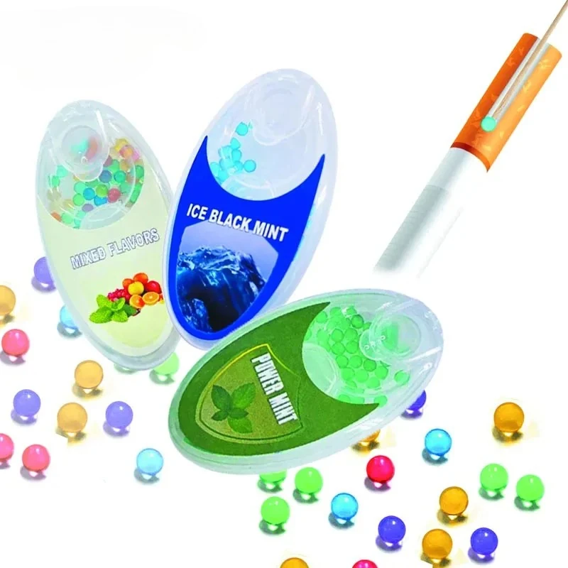 100pcs Fresh Fruit Flavor Menthol Smoke Capsule Mint Burst Beads Cigarette Explosion Pops Tobacco Filter Brush Ball Smoking Tool
