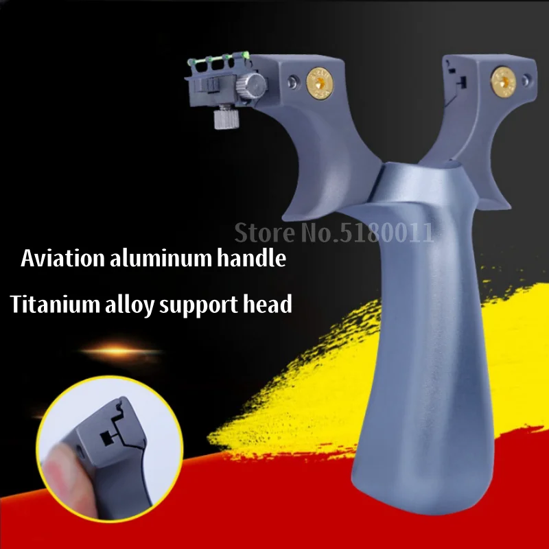 

Outdoor Professional Hunting Tool High Precision Slingshot High Quality Titanium Alloy Catapult with Flat Rubber Band Shooting