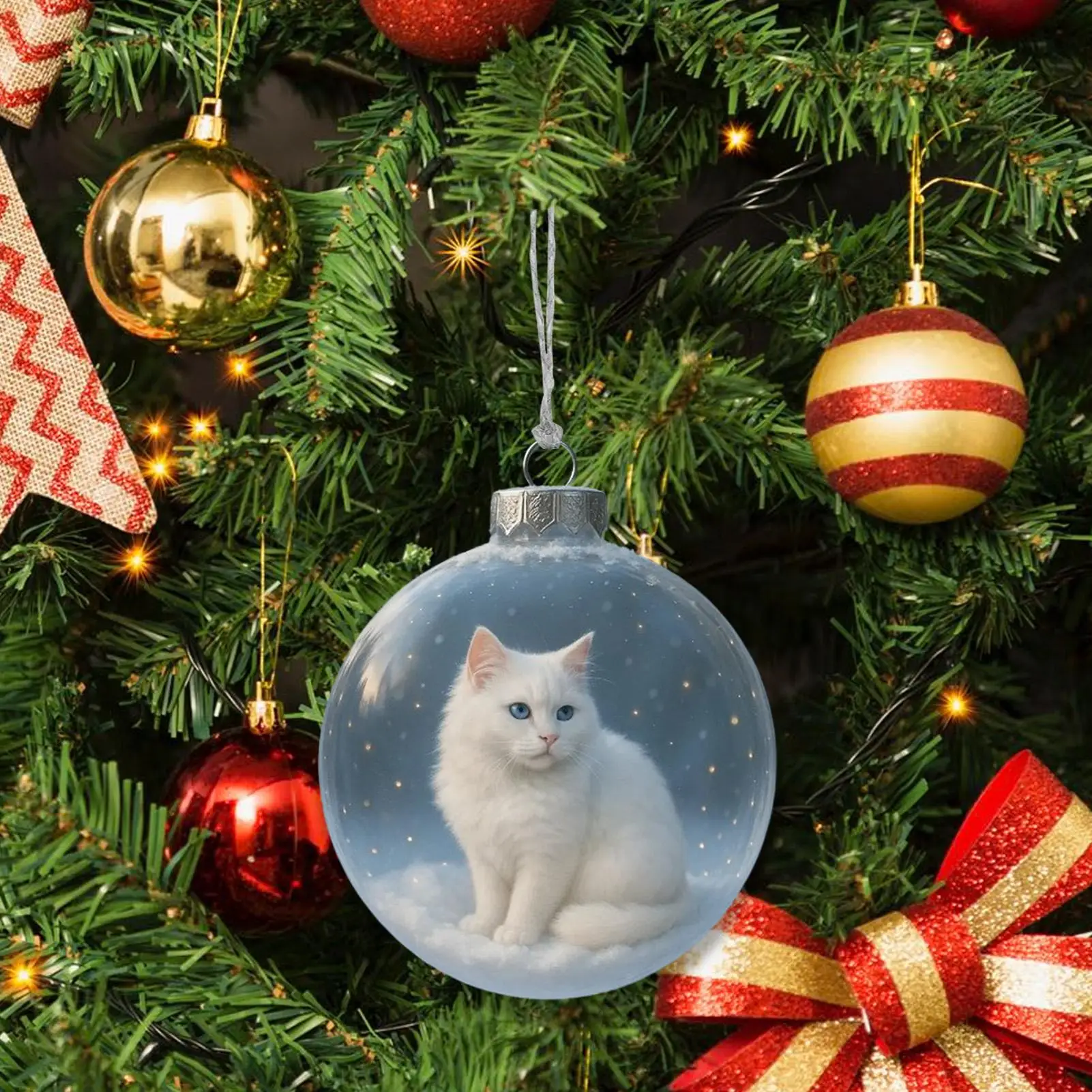 عيد الميلاد الحلي كرات ثلاثية الأبعاد القط الكرة عطلة ديكور عيد الميلاد المعلقات القابلة للتعليق للمنزل الديكور مهرجان المخططين الباب الأمامي #4