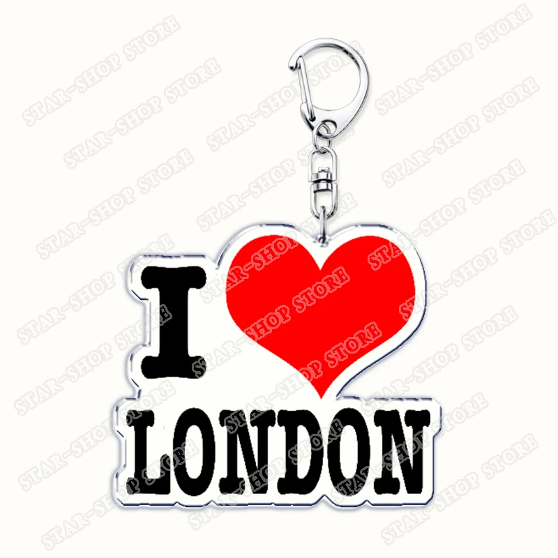 I Love London United Kingdom Keychain Accessories Bag UK England British Big Ben Keyrings Jewelry Fans Freinds Gifts