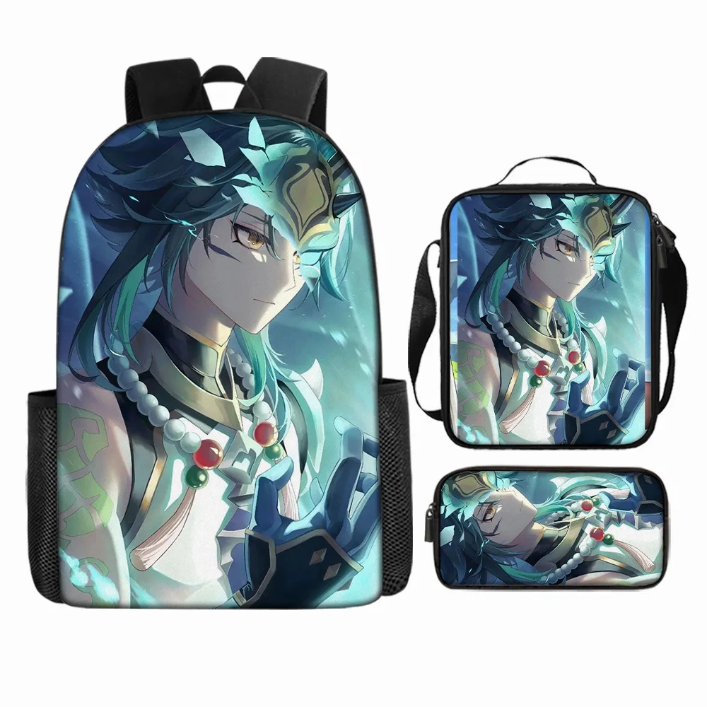 

Hip Hop Youthful Novelty Genshin Impact 3D Printed 3pcs/Set Student Travel bags Laptop Daypack Backpack Lunch Bag Pencil Case