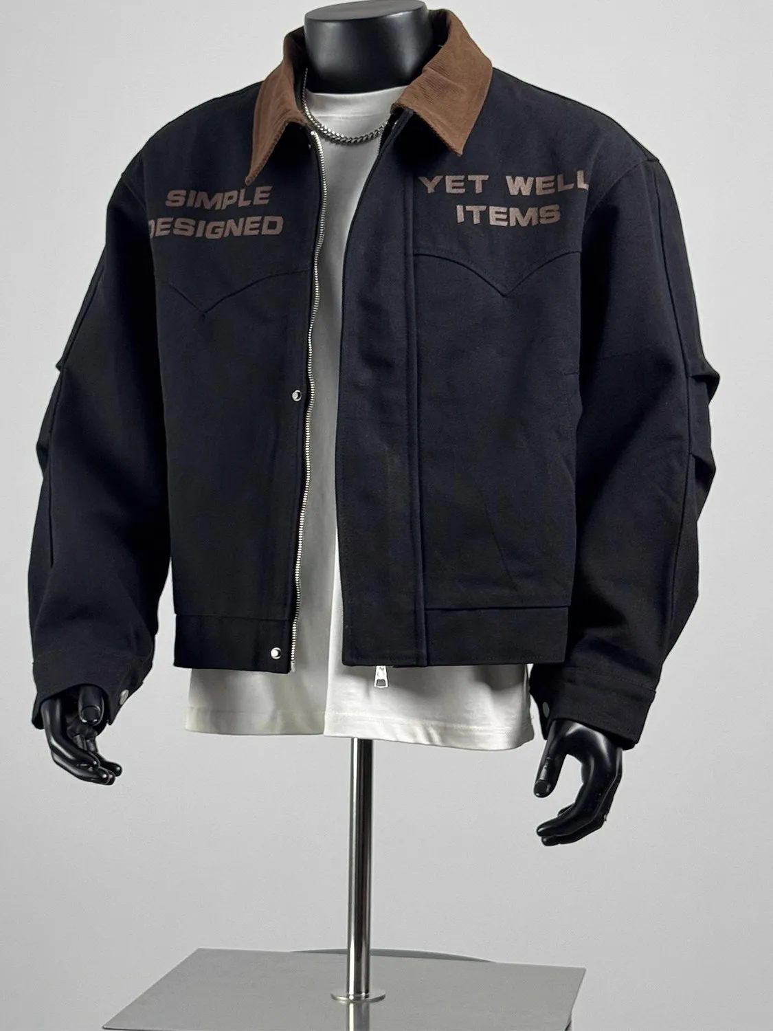 

Loose Fit Casual Men's Jaet Turn-down Collar Workwear Sle Letter Print Faionable Versatile Outerwear for Youth