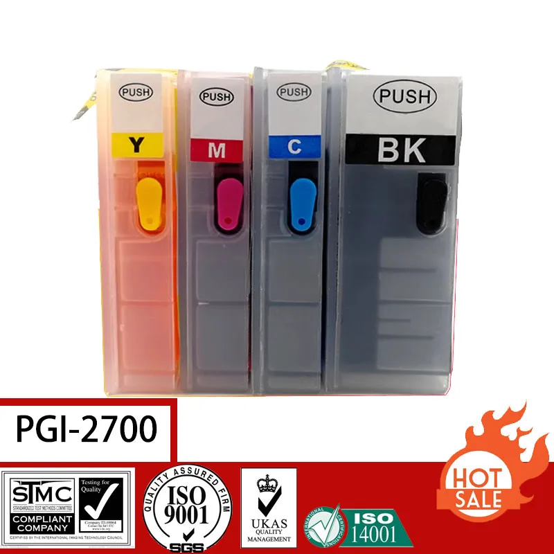 Compatible Full Refillable Pigment Ink Cartridge for Canon PGI2700 2700 with Auto Reset chip suit ForCanon MAXIFY MB5370/ MB5070