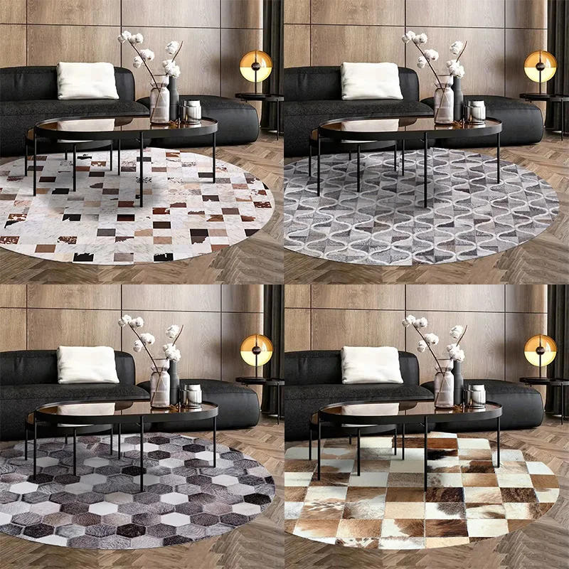 Vintage Style Round Carpet – Light Luxury Floor Mat for Bedroom & Living Room, Classic Rug Under Coffee Table or Chair