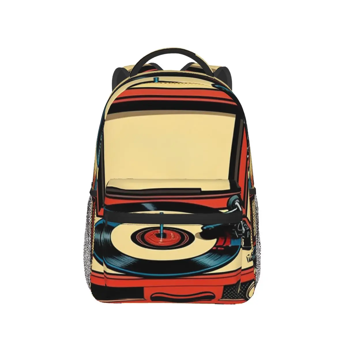 

Record Player Vinyl Album Design Backpack Hot Sale Daypack Large Capacity Boys Girls BookBag School Bag Shoulder Bags for Unisex