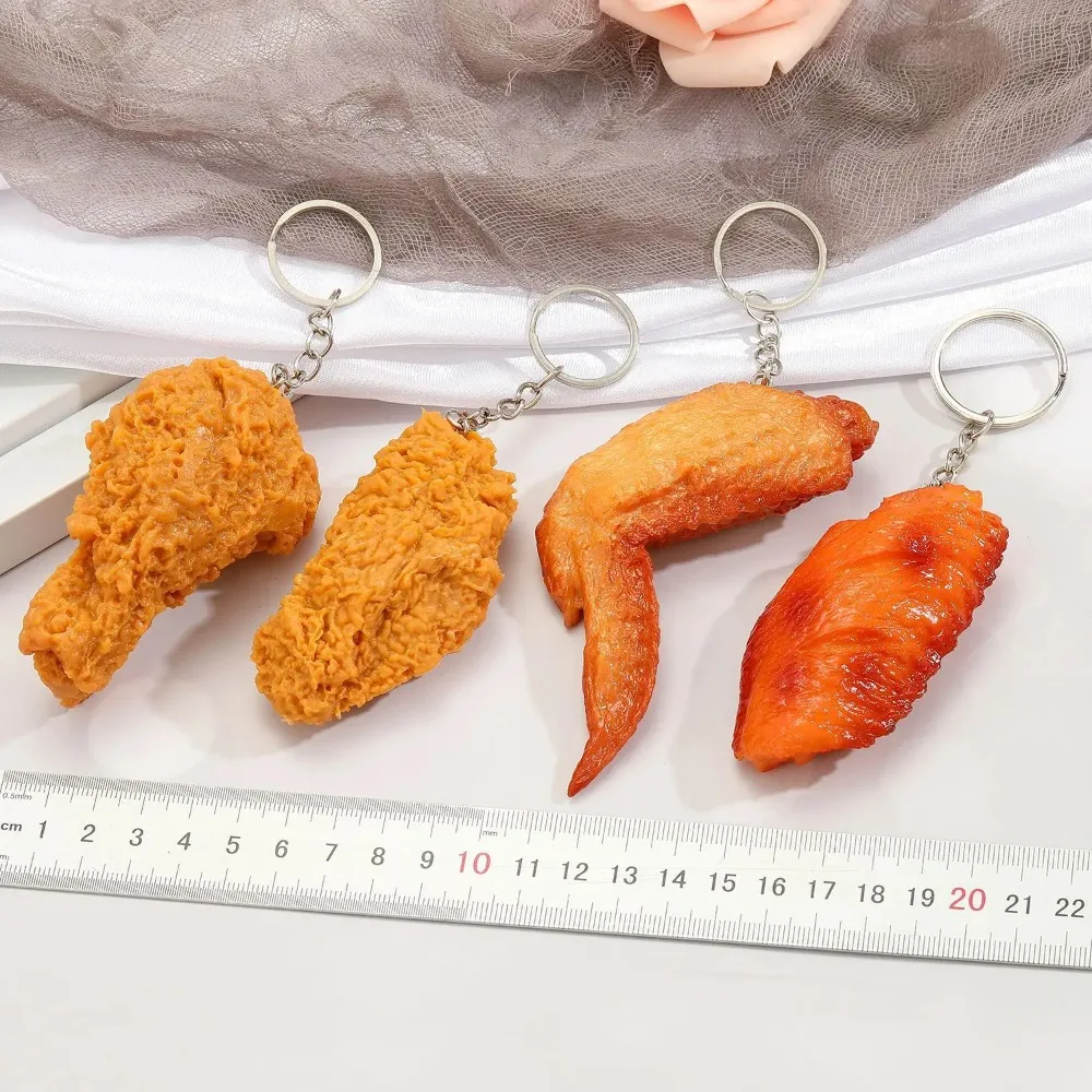 1Pcs Fried Chicken Leg Food Pendant Key Ring For Friend Gift Fashion Creative Simulation Chicken Wings Bag Car Box Keychain