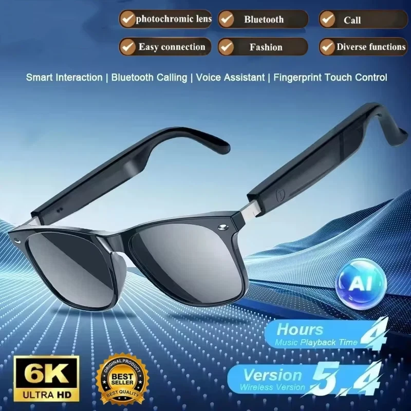 

8KHD AI Smart Glasses Multifunctional Camera Bluetooth Call Voice Assistant Music Player Translate Photochromic Glasses