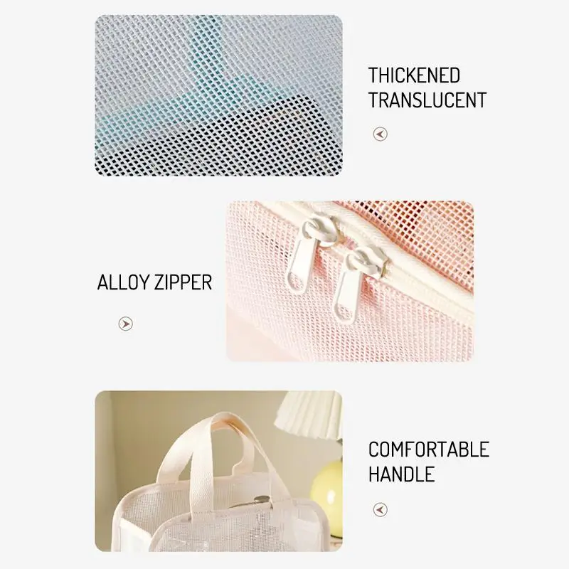 1 Stück tragbare Reise-Lippenstifttasche, Netz-Handtasche, Make-up-Tasche, Kosmetik-Aufbewahrungstasche, Kulturbeutel, transparente Strandtasche – Detail 18