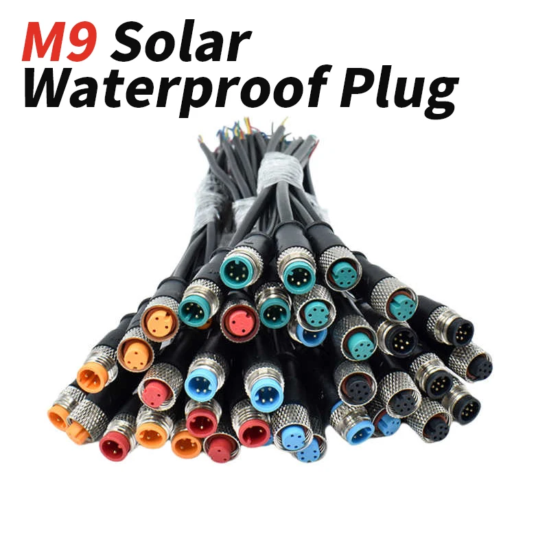 M9 2 3 4 5 6 Pin Connection Wire M9 Solar Waterproof Plug Wire Male Female Extension Line M9 Sensor Line Docking Connector Cable