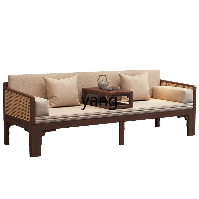 

CX solid wood push-pull Arhat bed new Chinese rattan double sofa medium antique living room small apartment