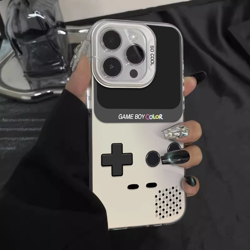 Clássico retro g-gameboy laser caso de telefone para iphone 12 11 13 14 15 16 max pro plus imd à prova de choque silicone coque