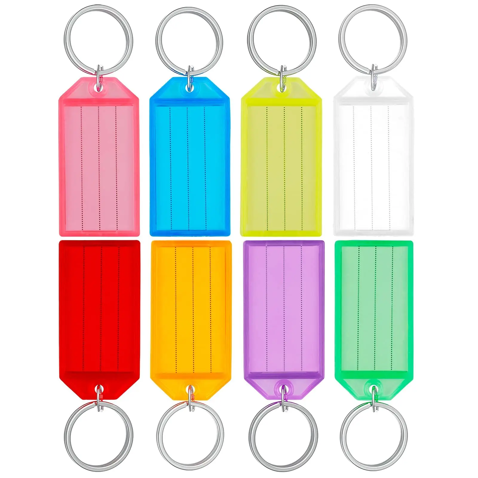 50Pcs Colorful Plastic Keychain Key Tags Label Numbered Name Baggage Tag Label Name Tags With Split Ring Label Window