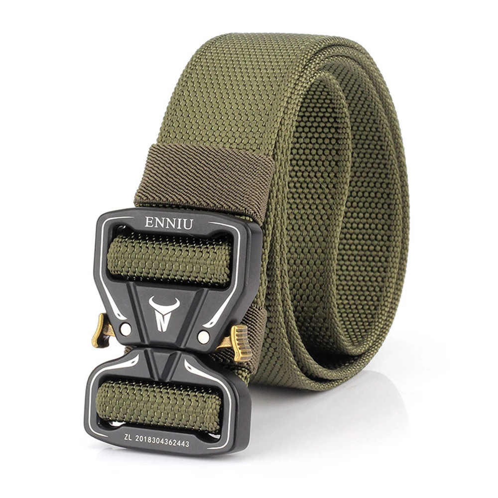 XUHU Tactical Belt Alloy Buckle Quick Release Elastic Belt Casual Nylon Tooling Training Belt Men Trousers Belt