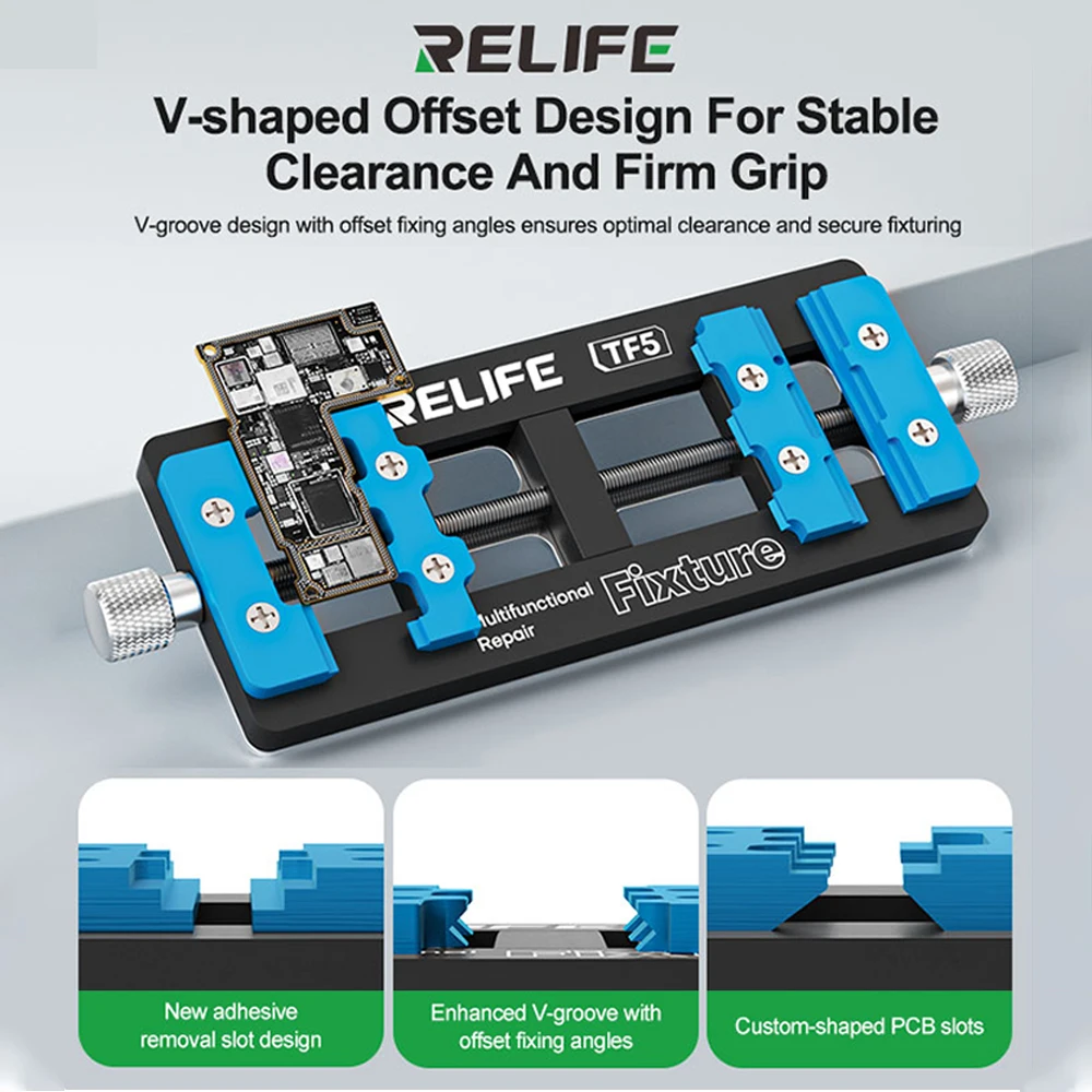 RELIFE TF5 Dispositivo multiporta multifunzione Nuovo design di slot per scheda madre smartphone Chip PCB Strumento di bloccaggio per riparazione CPU