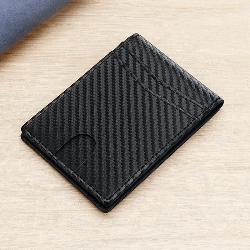 Slim Minimalist Wallet Men Carbon Fiber RFID Blocking Short Money Bag Men's Wallet with ID Window and Card Holders 4 Colors