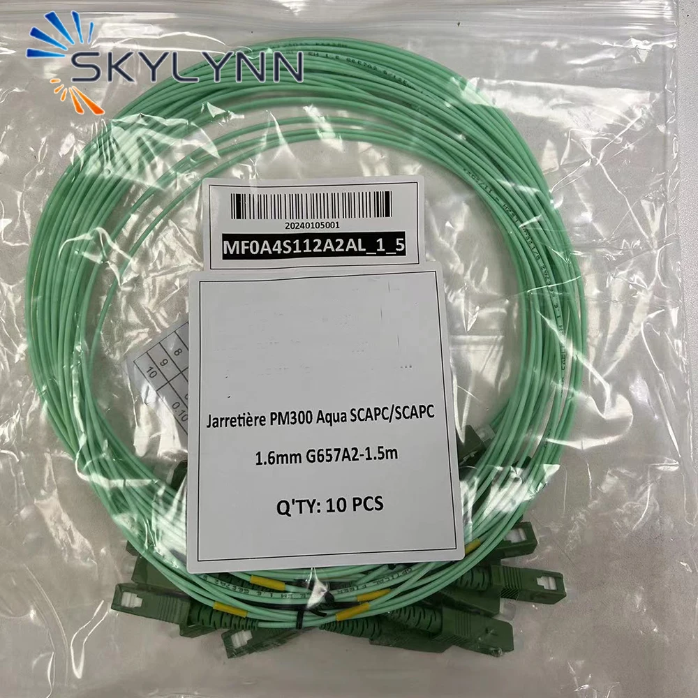 100 PCS 1.5 Meter SC/APC Single Mode G657A2 SX 1.6 mm Diameter Fiber Optic Patch Cord Coat With Aqua LSZH Jacket