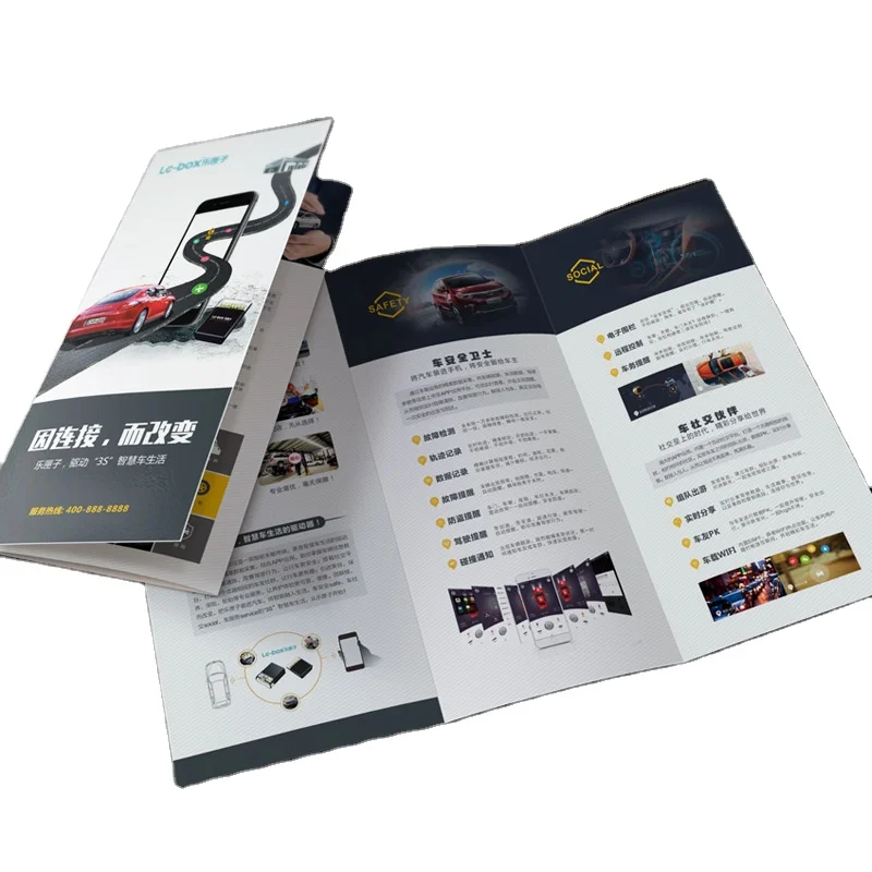 Livro de instruções personalizado, folheto Informações sobre o produto e informações Panfleto-Fold Brochure Printing