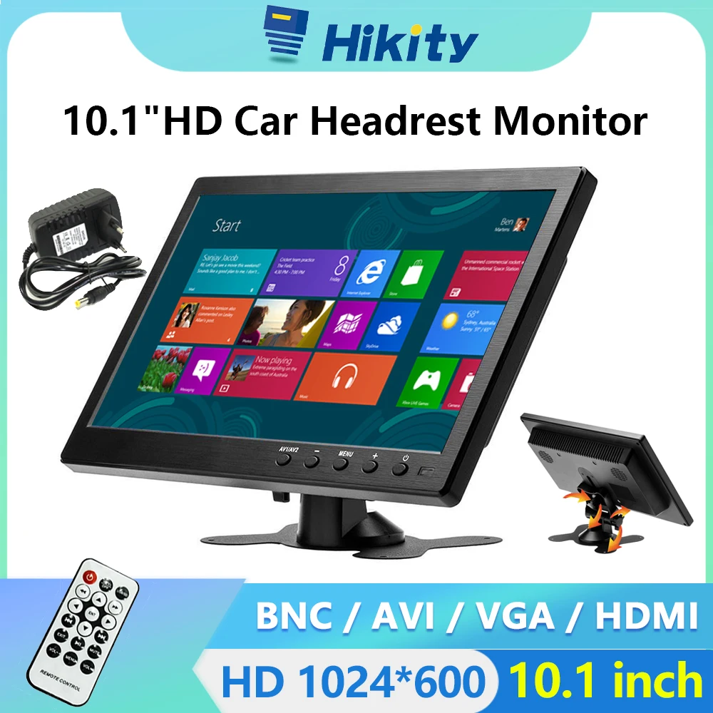 Hikity Car Monitor LCD HD Mini TV & Computer Speaker HDMI VGA Display Color Screen Car Backup Camera & Home Security System