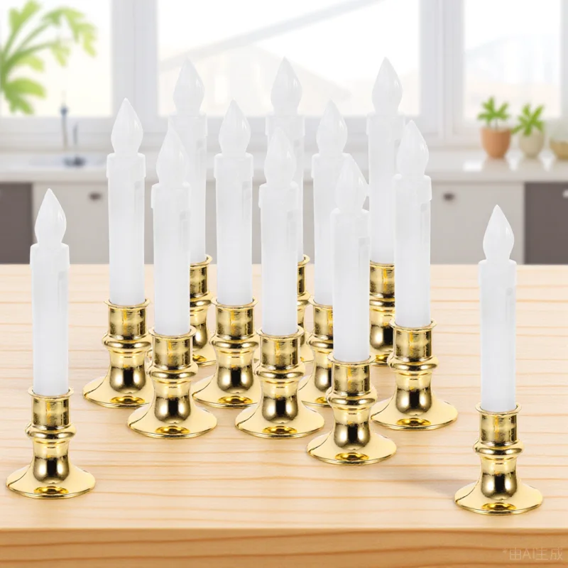 12Pcs Simulation LED Light Artificial Lamp No Smoke Fireproof Home Decor Ideal for Gifts Decor LED Light