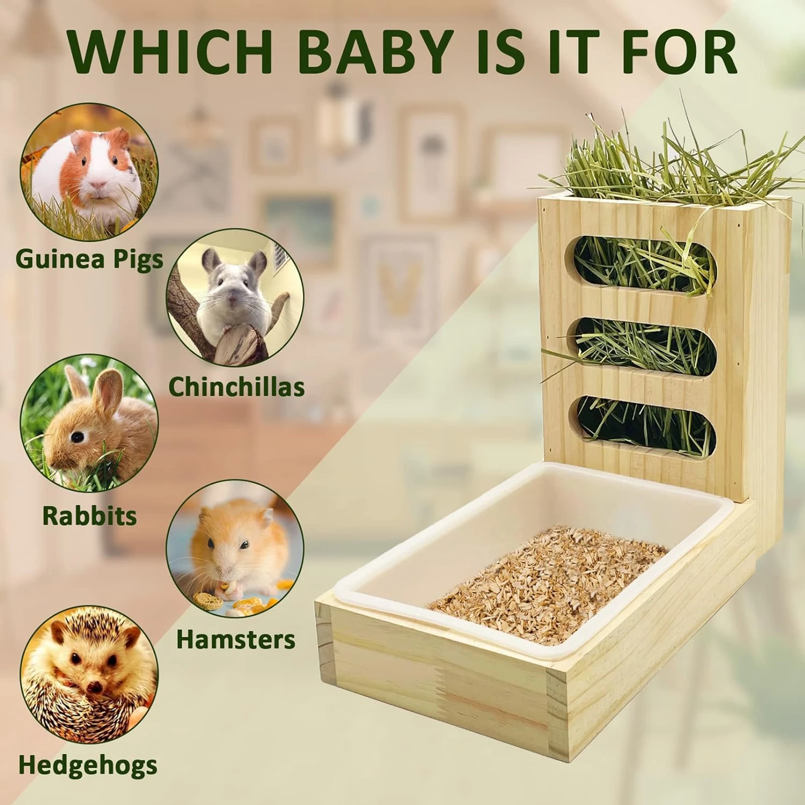 Rabbit Hay Feeder with Litter Box Hay Rack Feeder Small Animal Hay Holder for Hamster Bunny Small Animals Chinchilla Guinea Pig