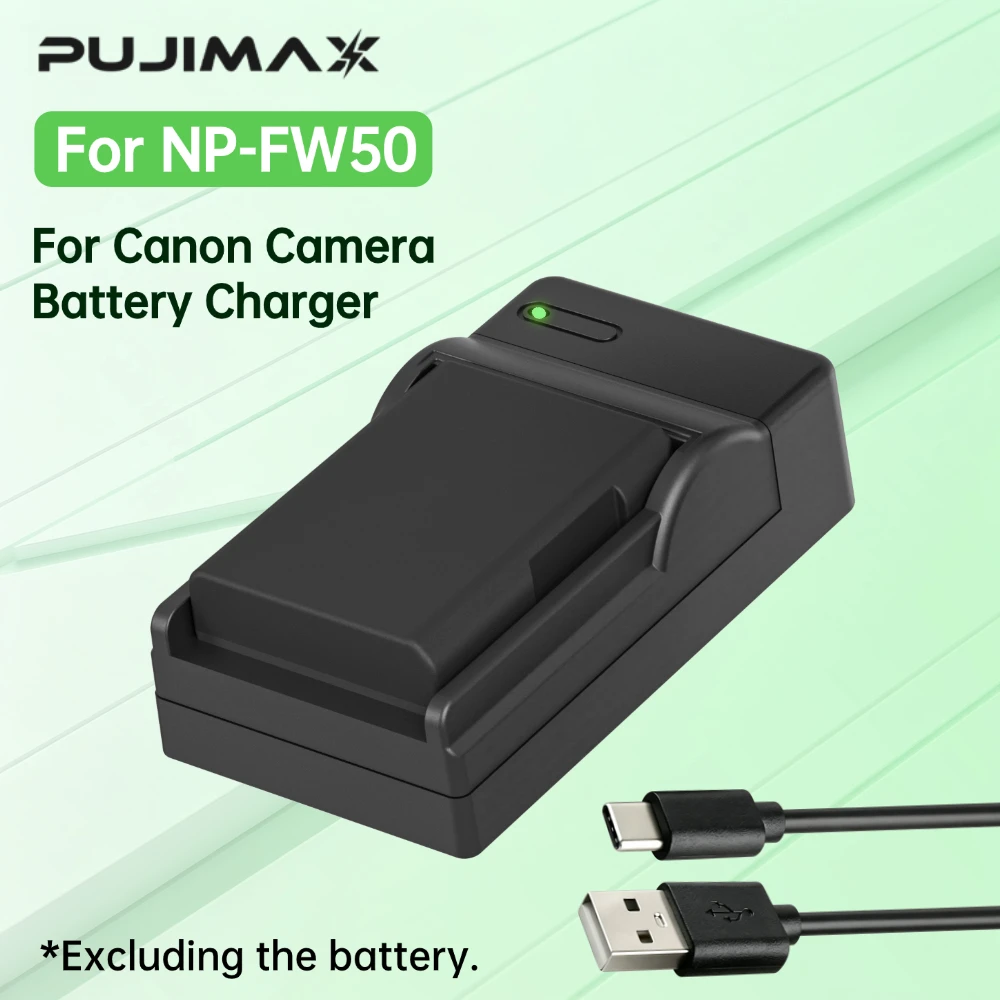 PUJIMAX NP-FW50 USB Camera Battery Charger for Sony A6500 A6400 A6300 A6100 A6000 A5000 ZVE10 A7 A7II A7RM2 A7S2 Cameras