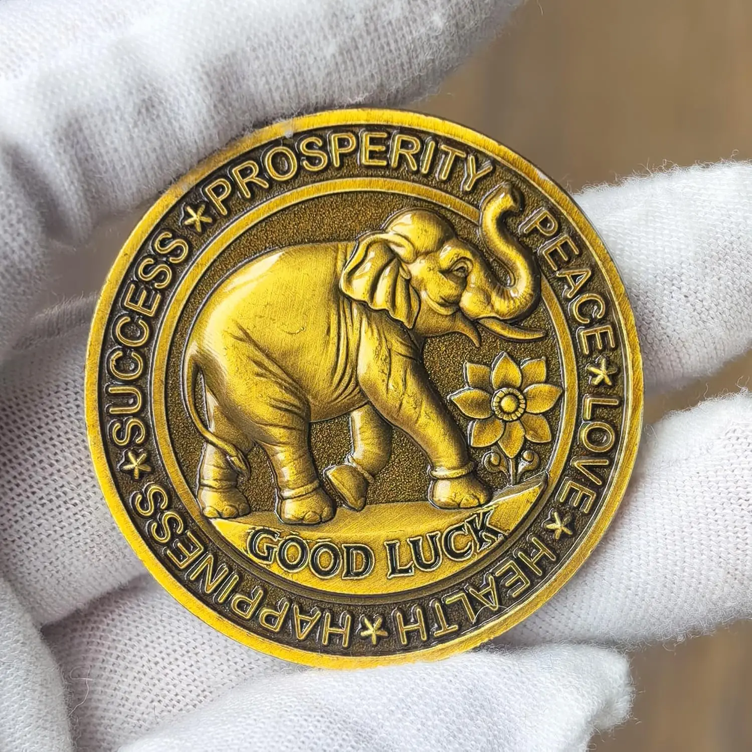 عملة الحظ السعيد – سحر تحفيزي بأربع أوراق البرسيم والفيل من أجل الازدهار والنجاح، آلة خدش تذكرة اليانصيب المثالية. #4