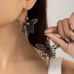 Trendy Halloween Skeleton Dangle Earrings For Women Vintage Punk Gothic Skull Black Cat Goth Earring Party Funny Jewelry Gifts