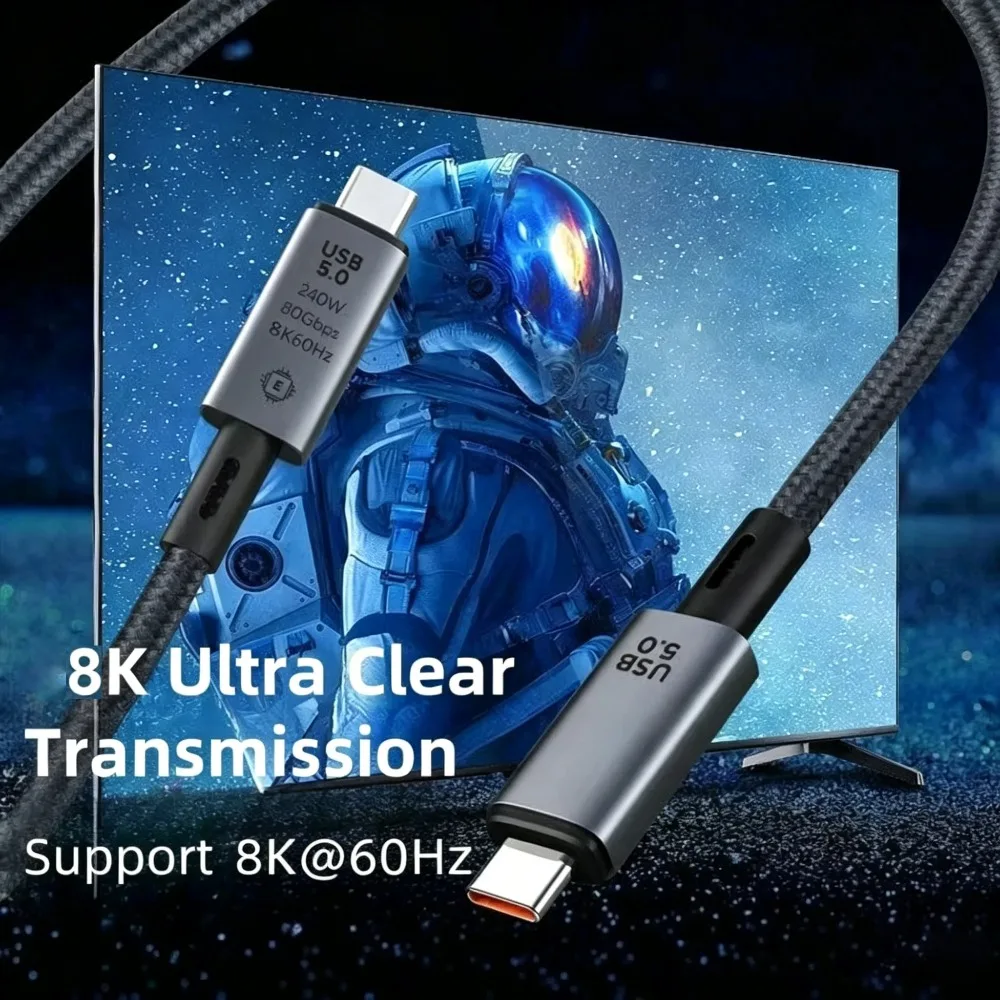 USB 5.0 USB C to C Cable PD 240W Fast Charging 80Gbps Data Transfer 8K60Hz Video Cord Compatible with Thunderbolt 5 for Laptop