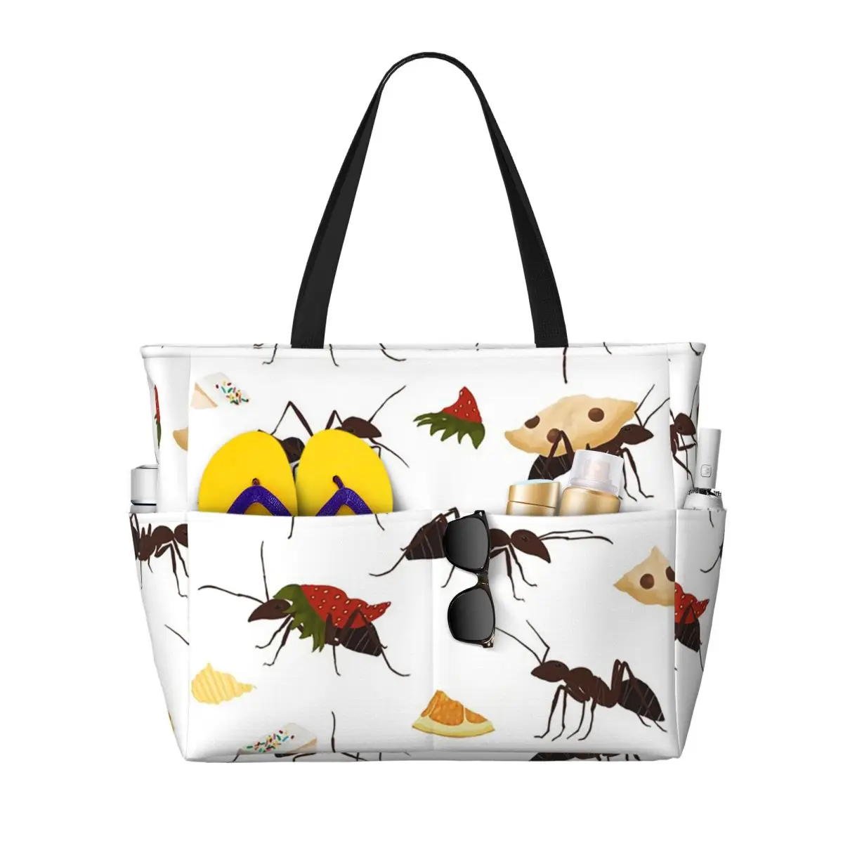 Ants Carrying Snacks Beach Tote Bag Sport Gym Yoga Duffle Large Tote Bag Women Travel Bag Fitness bag