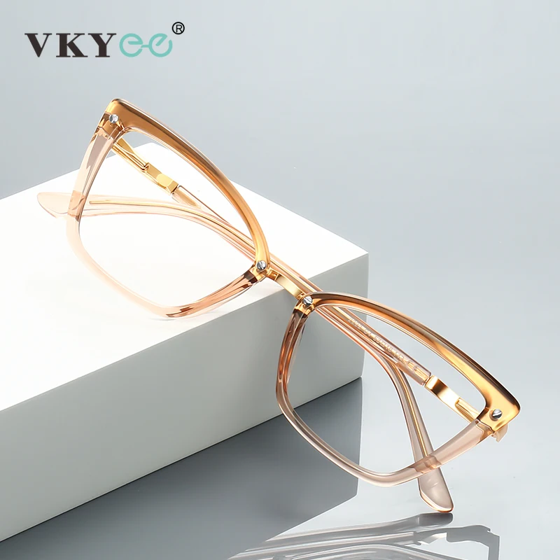 

VICKY New Cat-eye Simple Geometric Personalized Frame Women's Reading Glasses Customizable Prescription Anti-blue Light Glasses