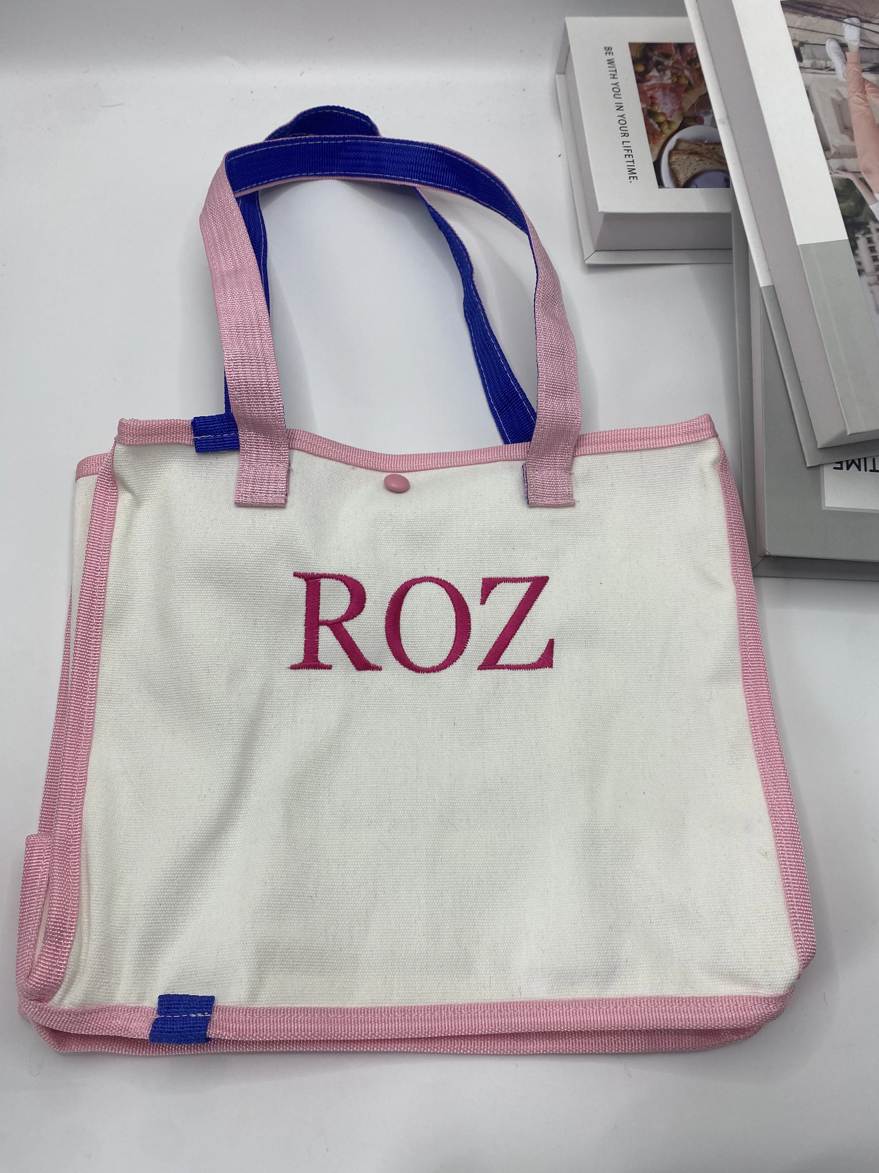 

Large Capacity Shoulder Bag, Personalized Embroidered Name Shopping Bag, Customized Your Name Commuting Bag