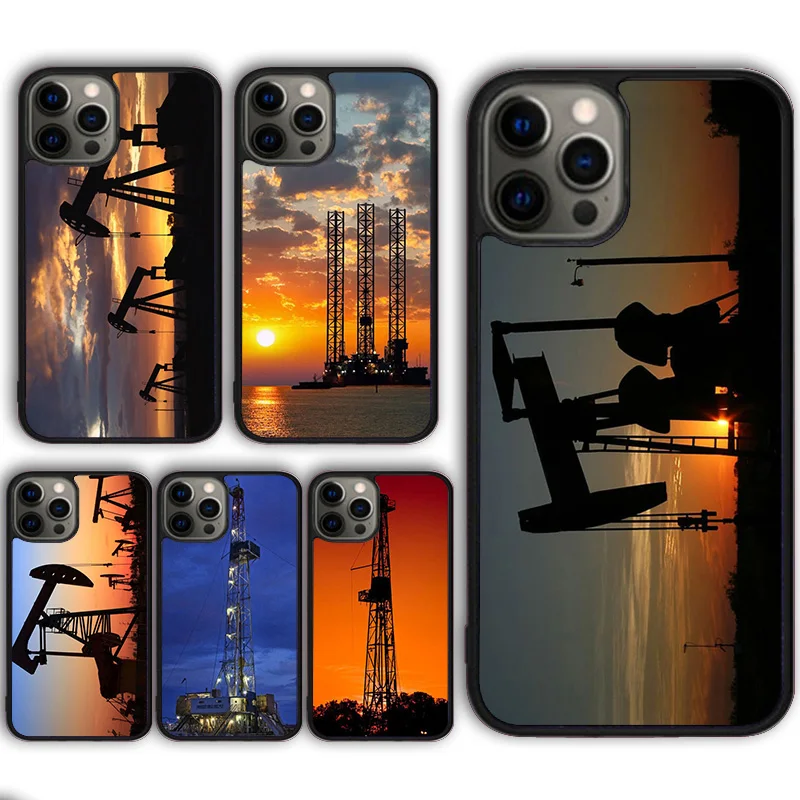 Drilling Oilfield At Sunset Phone Case Cover for iPhone 16 15 SE2020 13 14 11 12 Mini Pro Max 6 7 8 Plus coque fundas Shell