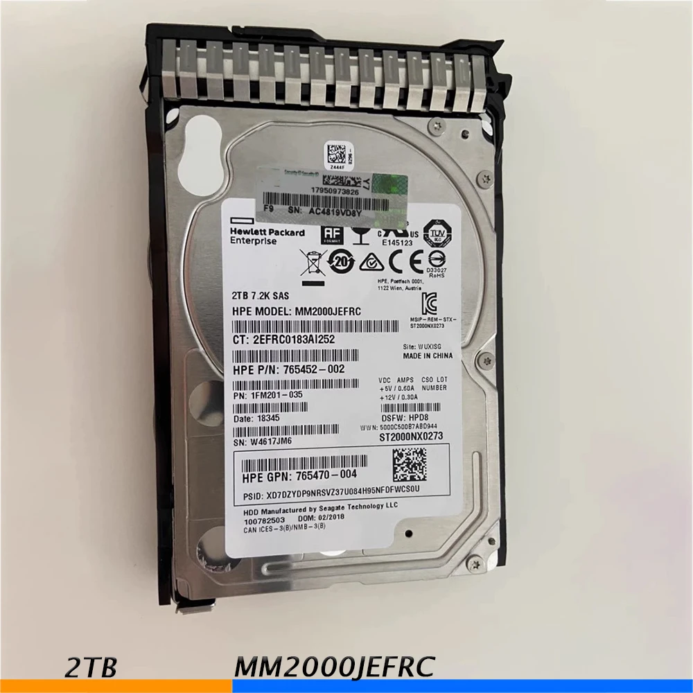 For HP 765466-B21 765873-001 2T SAS 12G 2.5 MM2000JEFRC Hard Disk