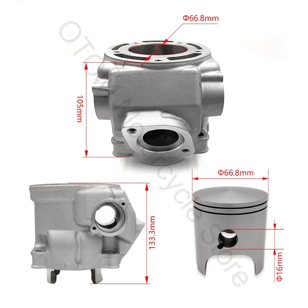 Motorcycle For YAMAHA 66.8mm Piston Cylinder Kit STD Pin Gasket O Rings DT230 MT250 TSE250 2 Stroke Engine Off-road Dirt Bikes