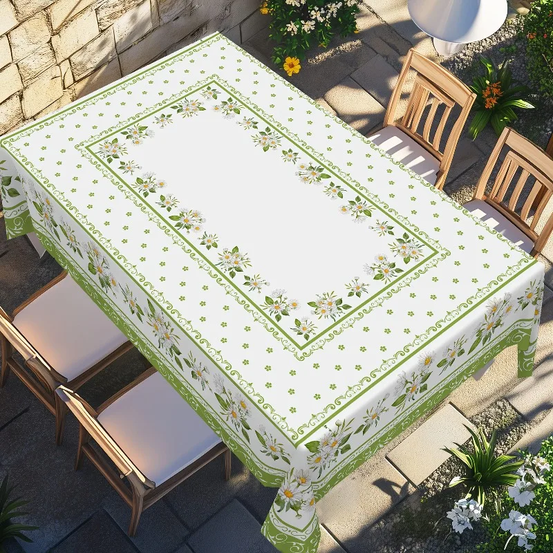 Tablecloth 1 piece - Small daisy flower tablecloth for spring and summer themes, made of polyester and machine washable.