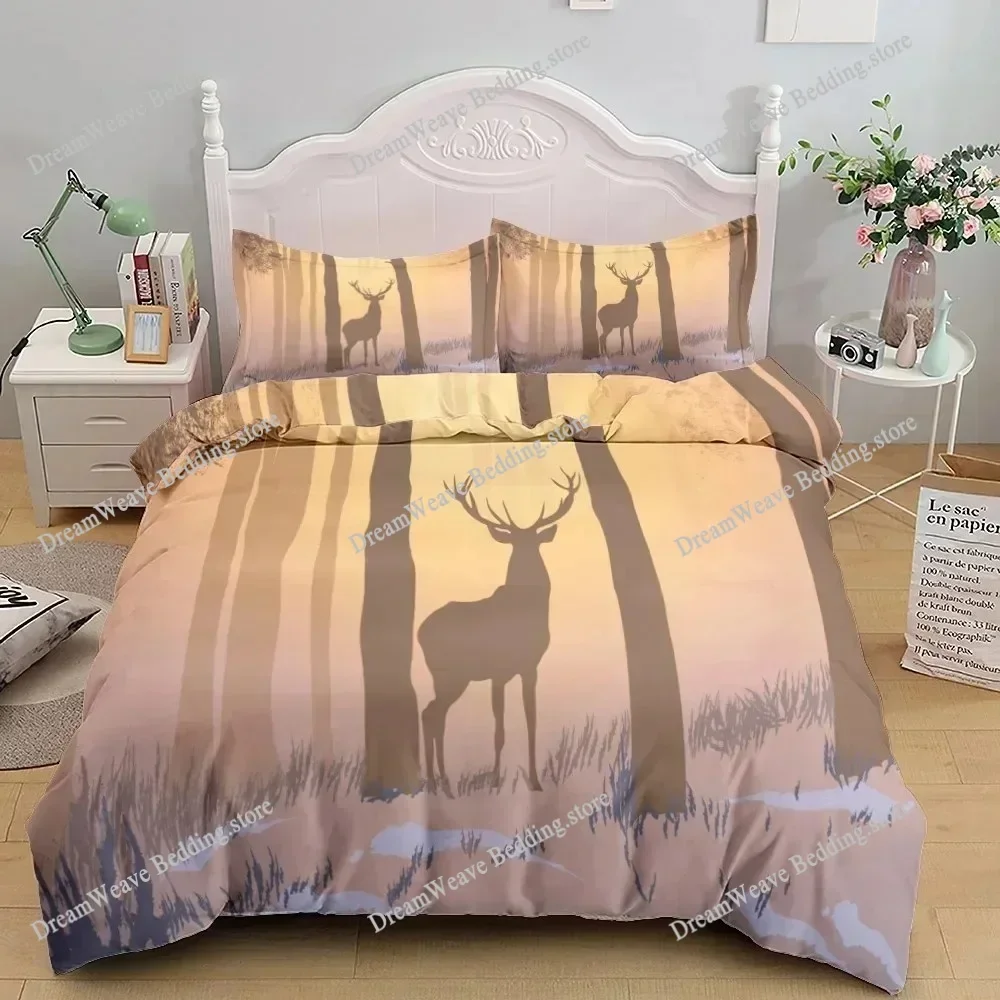 3D Print Reindeer Wild Bedding Set King Queen Twin Single Size Duvet Cover Pillow Cases Bed Linen Bedding Set Luxury Gift