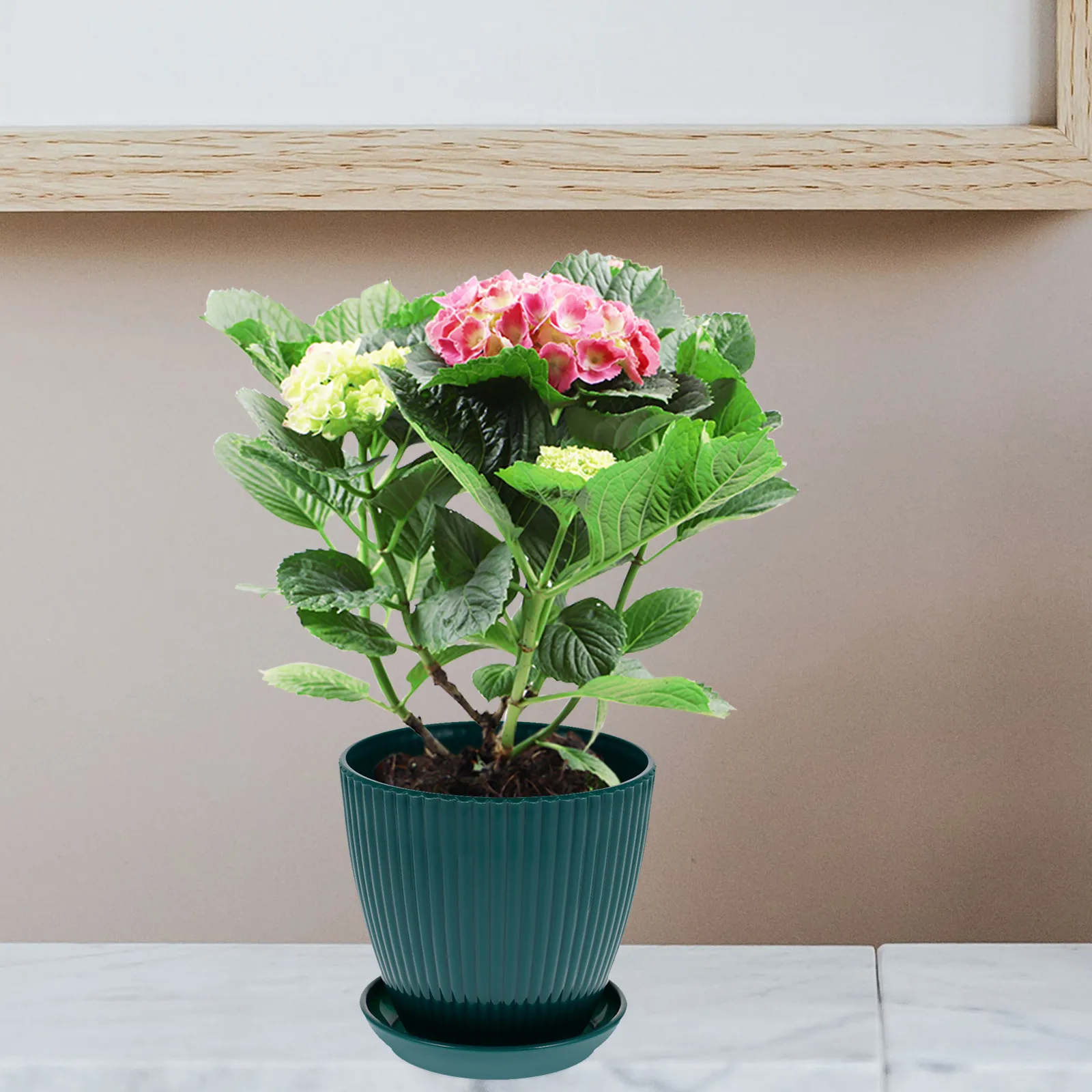 

4pcs Resin Flower Pot With Saucer For Indoor Outdoor Garden Decor Succulents Mint Plants Pots Nursery Planters Houseplant