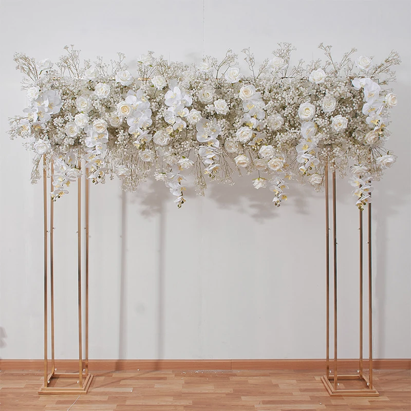 

2M Luxury Rose Wedding Flowers Row Artificial Babybreath White Cherry Blossom Orchid Floral Event Party Arch Decor Arrange Props