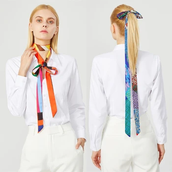 Bufanda de marca a la moda para mujer, pañuelo para el pelo, diseño de cinturón femenino, bolso ajustado, bufandas para mujer, bufanda de seda, corbata, cintas para bolso, 2024