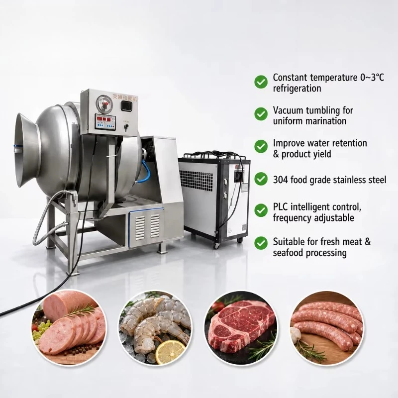 Customized refrigerated meat tumbler marinating tumbling machine automatic vacuum stainless steel for meat processing plant