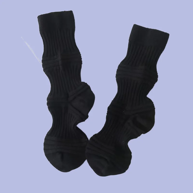 3/6 Pairs New Women's Miyake Pleated Socks Fashion Internet Celebrity New Design Women's Socks Middle-tube Contrast Color Socks