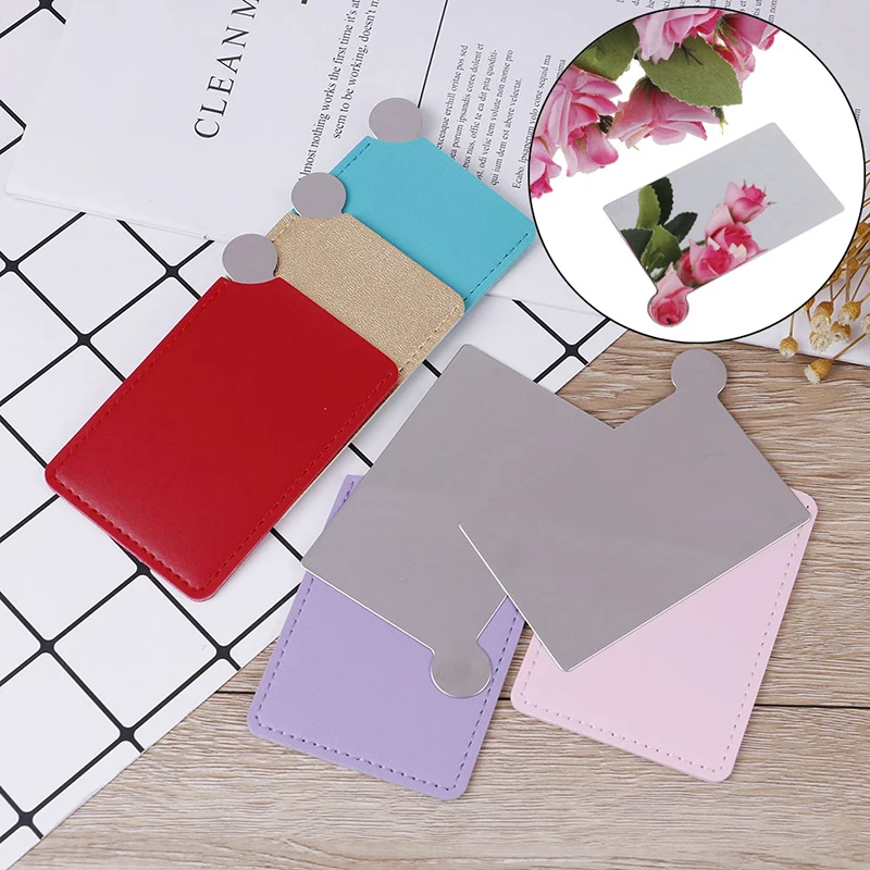 B*1PCS Stainless Steel Cosmetic Mirror Unbreakable Shatter-proof Makeup Mirror With Carry Sleeve Portable Traveling Use