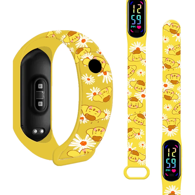 

Sanrio Pompompurin Series Electronic Time Watch Two Colors Available Replaceable Wristband LED Screen Display for Kid's Gifts