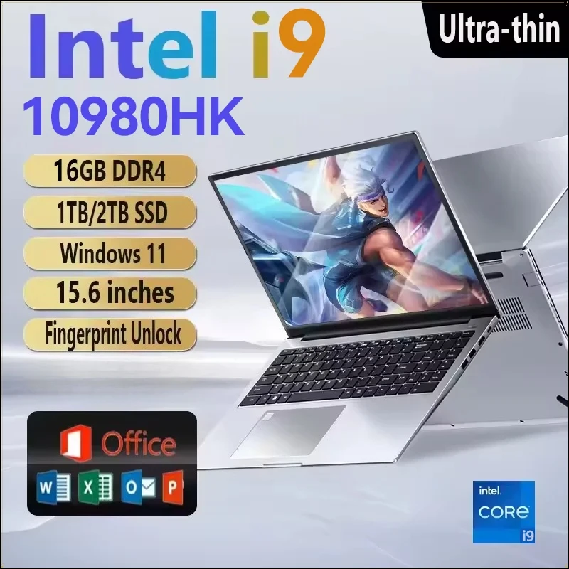 Intel Core i9-10980HK 15,6-Zoll-Laptop Windows 11 Pro 32 GB DDR4 M.2 2048 GB SSD Ultrabook-Computer Fingerabdruck-Entsperrung WIFI 5 BT