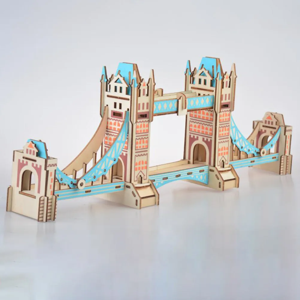 

Wooden 3D Puzzle London Tower Bridge DIY Assembly Creative Educational Jigsaw for Kids Enhance Creativity Imagination Exercise